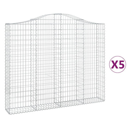 Arched Gabion Baskets 5 pcs 200x30x160/180 cm Galvanised Iron
