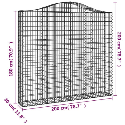 Arched Gabion Baskets 2 pcs 200x30x180/200 cm Galvanised Iron