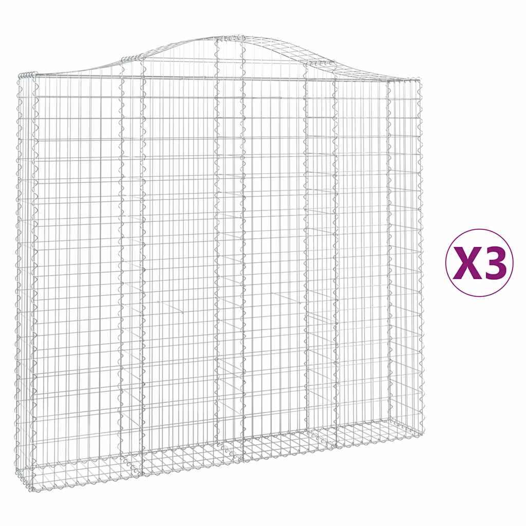 Arched Gabion Baskets 3 pcs 200x30x180/200 cm Galvanised Iron