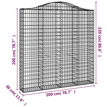 Arched Gabion Baskets 2 pcs 200x30x200/220 cm Galvanised Iron
