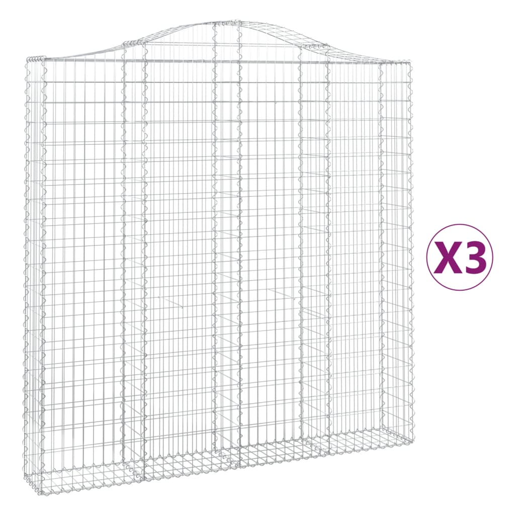 Arched Gabion Baskets 3 pcs 200x30x200/220 cm Galvanised Iron