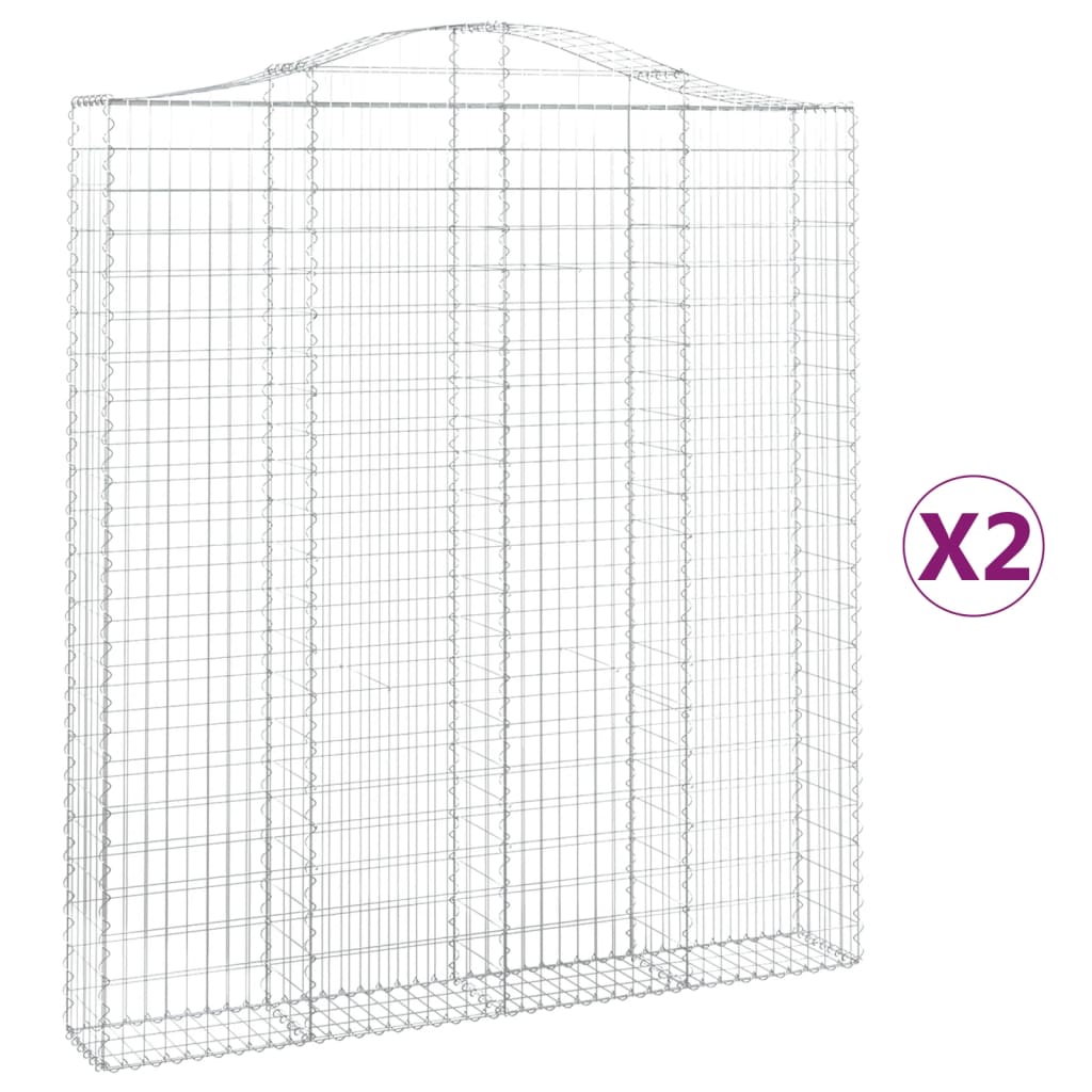 Arched Gabion Baskets 2 pcs 200x30x220/240 cm Galvanised Iron
