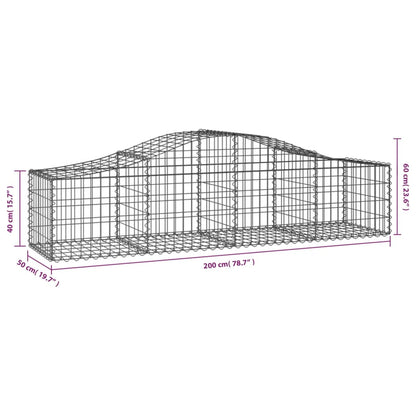 Arched Gabion Baskets 6 pcs 200x50x40/60 cm Galvanised Iron