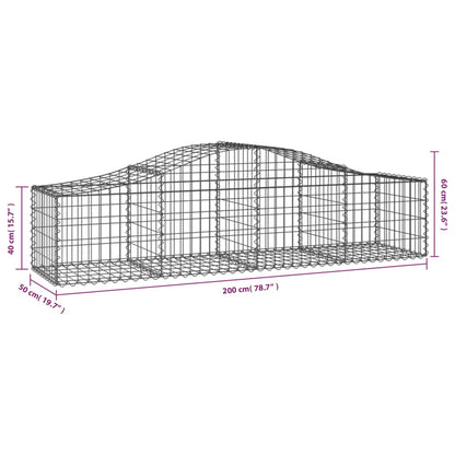 Arched Gabion Baskets 9 pcs 200x50x40/60 cm Galvanised Iron