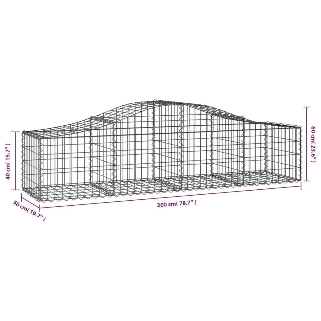 Arched Gabion Baskets 11 pcs 200x50x40/60 cm Galvanised Iron