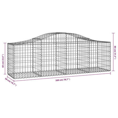 Arched Gabion Baskets 8 pcs 200x50x60/80 cm Galvanised Iron