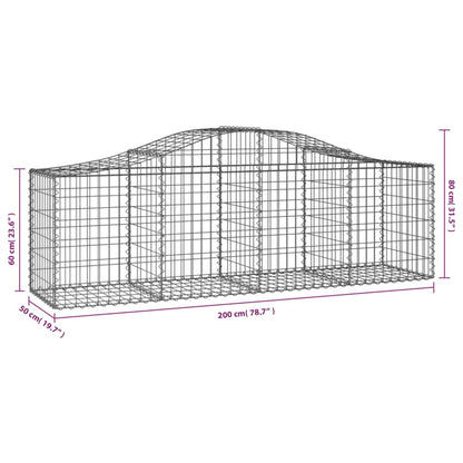 Arched Gabion Baskets 13 pcs 200x50x60/80 cm Galvanised Iron