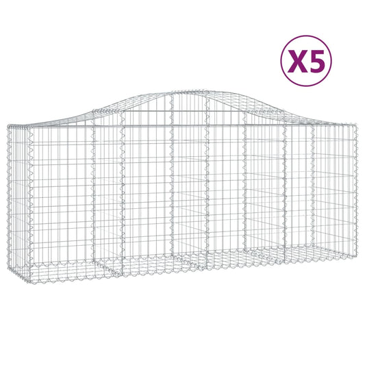 Arched Gabion Baskets 5 pcs 200x50x80/100 cm Galvanised Iron