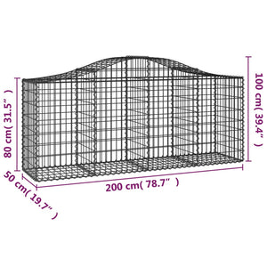 Arched Gabion Baskets 7 pcs 200x50x80/100 cm Galvanised Iron