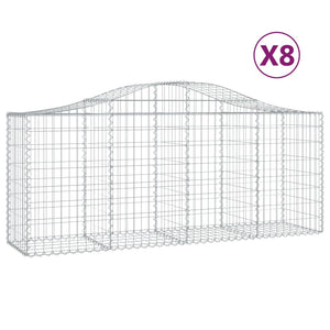 Arched Gabion Baskets 8 pcs 200x50x80/100 cm Galvanised Iron