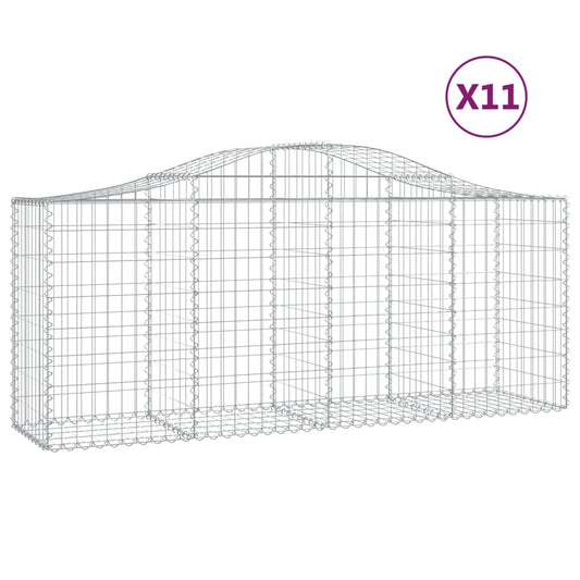 Arched Gabion Baskets 11 pcs 200x50x80/100 cm Galvanised Iron
