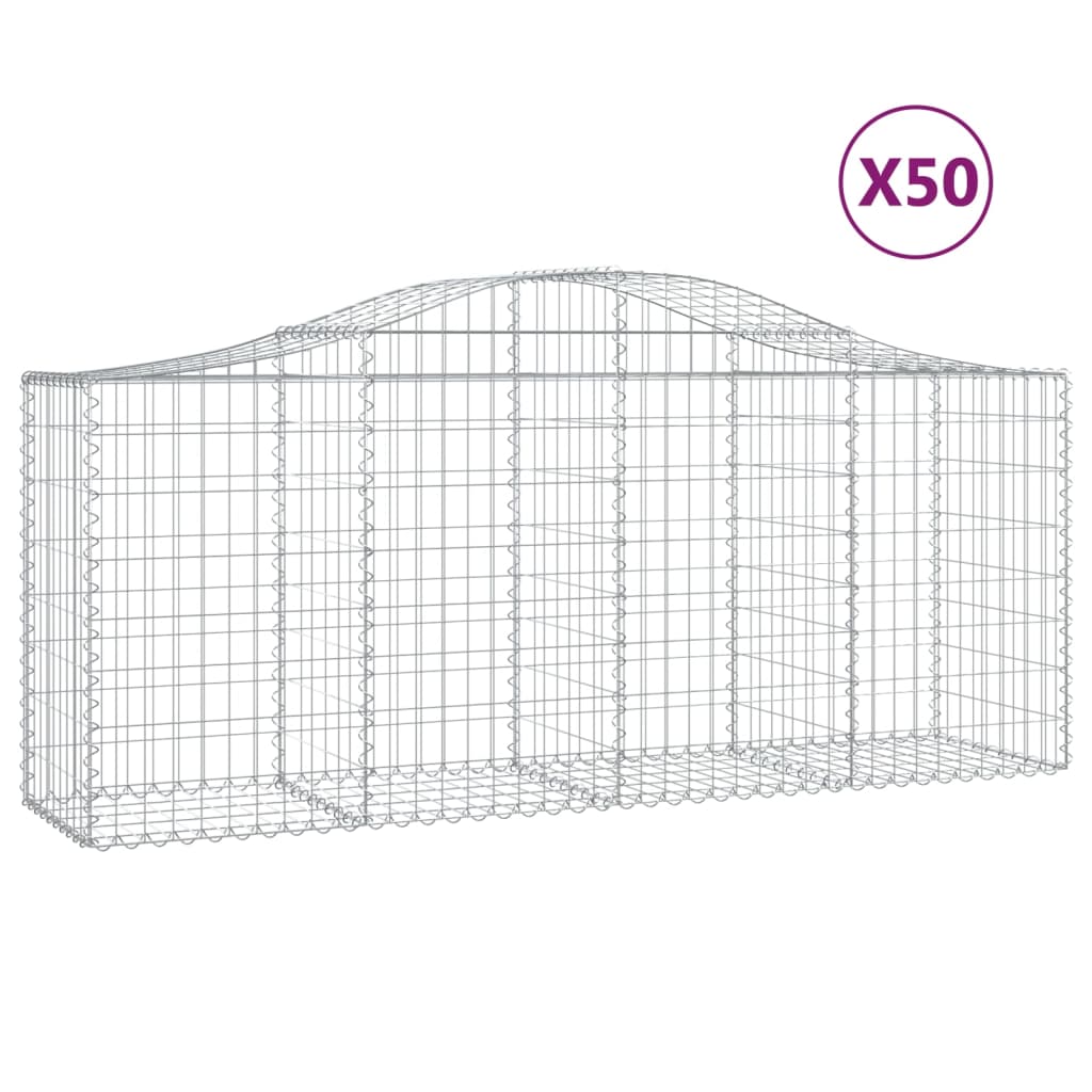Arched Gabion Baskets 50 pcs 200x50x80/100 cm Galvanised Iron