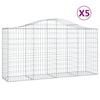Arched Gabion Baskets 5 pcs 78.7"x19.7"x39.4"/47.2" Galvanized Iron