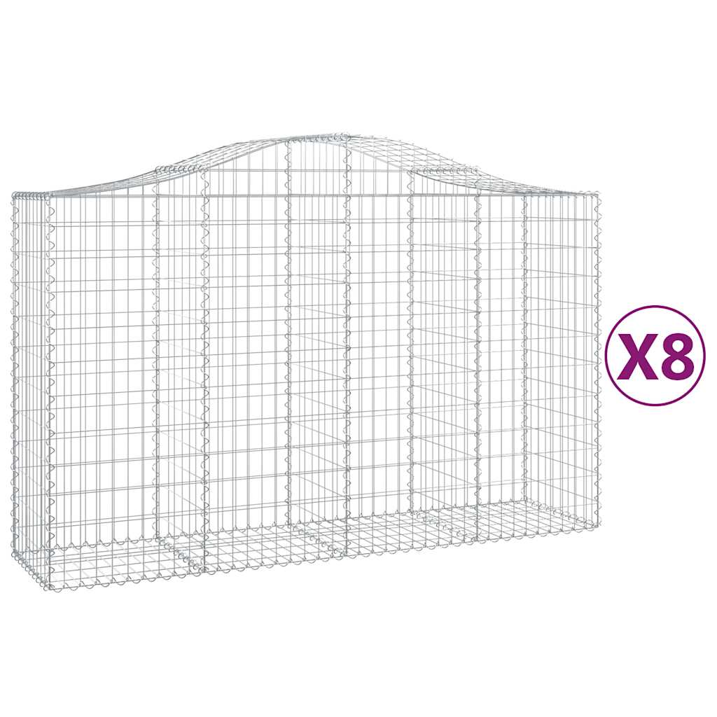 Arched Gabion Baskets 8 pcs 200x50x120/140 cm Galvanised Iron