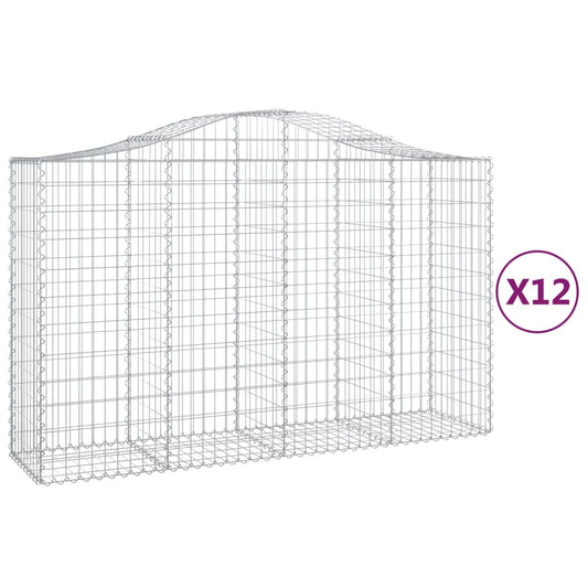 Arched Gabion Baskets 12 pcs 200x50x120/140 cm Galvanised Iron