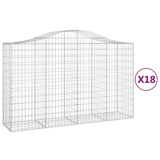 Arched Gabion Baskets 18 pcs 200x50x120/140 cm Galvanised Iron