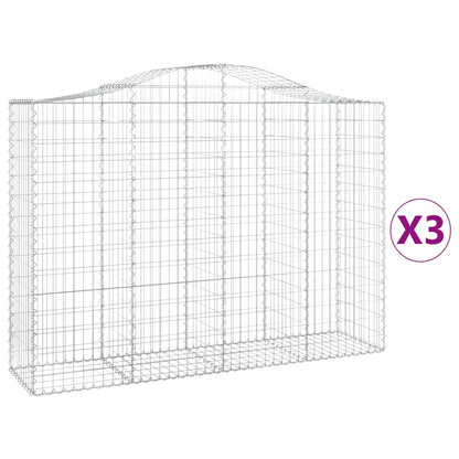 Arched Gabion Baskets 3 pcs 200x50x140/160 cm Galvanised Iron