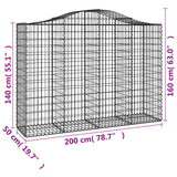 Arched Gabion Baskets 7 pcs 200x50x140/160 cm Galvanised Iron