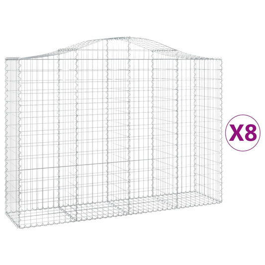 Arched Gabion Baskets 8 pcs 200x50x140/160 cm Galvanised Iron