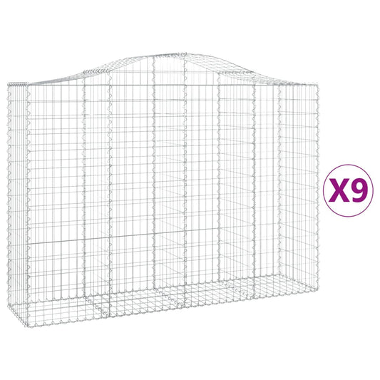 Arched Gabion Baskets 9 pcs 200x50x140/160 cm Galvanised Iron