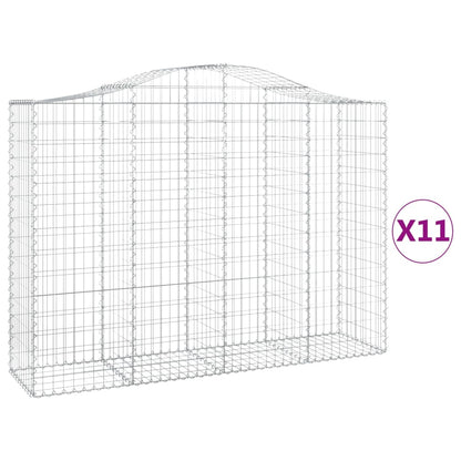 Arched Gabion Baskets 11 pcs 200x50x140/160 cm Galvanised Iron