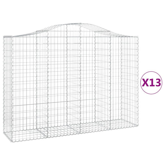 Arched Gabion Baskets 13 pcs 200x50x140/160 cm Galvanised Iron