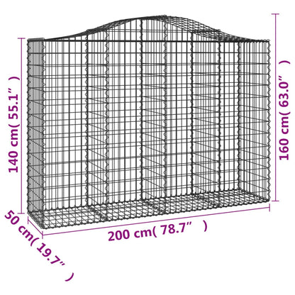 Arched Gabion Baskets 13 pcs 200x50x140/160 cm Galvanised Iron