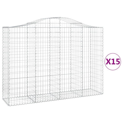 Arched Gabion Baskets 15 pcs 200x50x140/160 cm Galvanised Iron