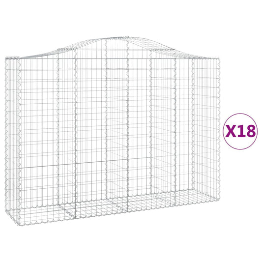 Arched Gabion Baskets 18 pcs 200x50x140/160 cm Galvanised Iron