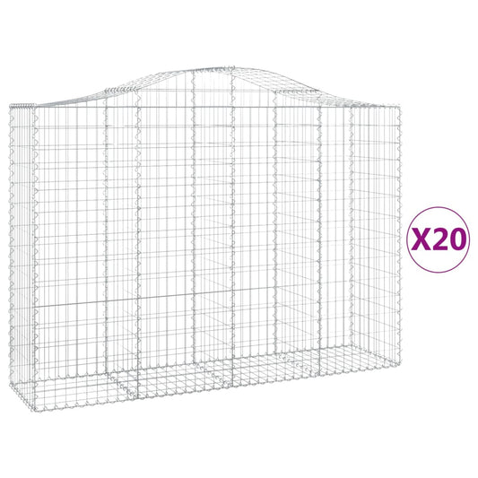 Arched Gabion Baskets 20 pcs 200x50x140/160 cm Galvanised Iron