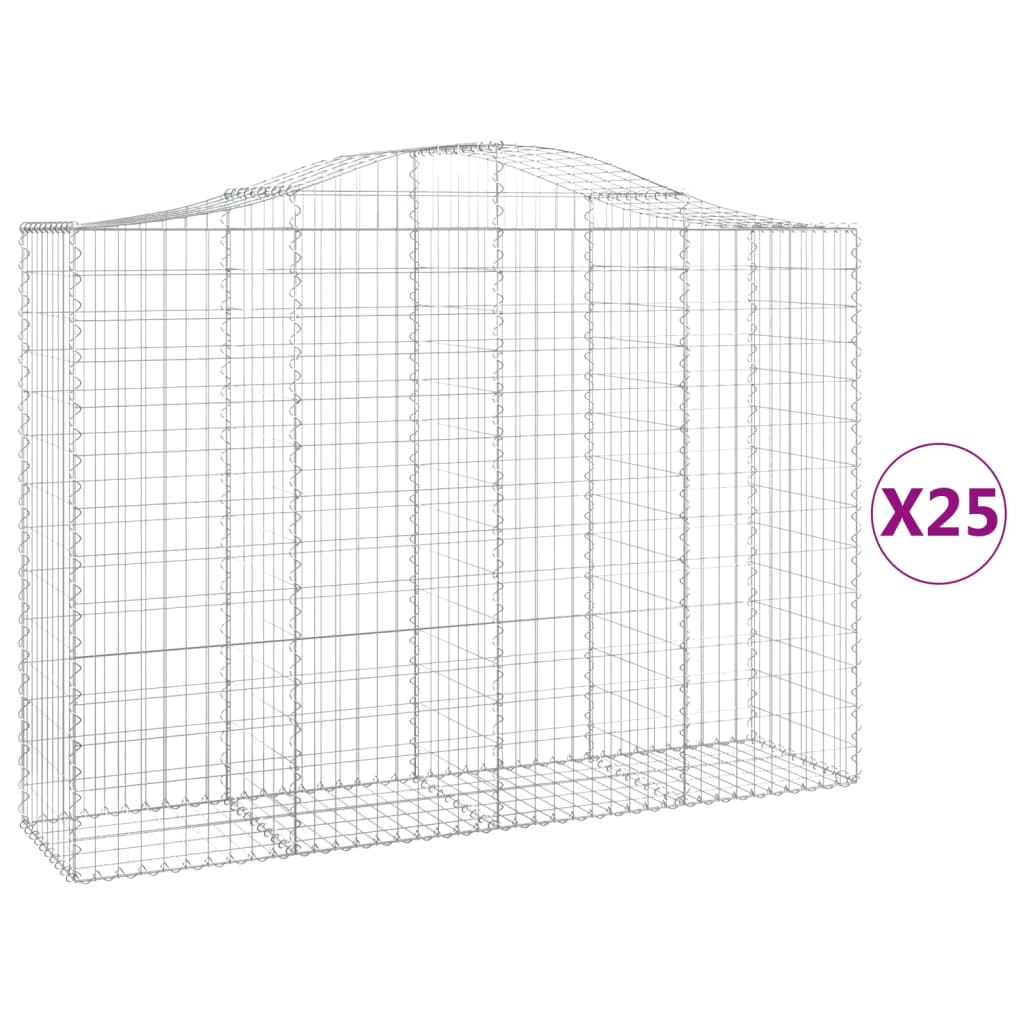 Arched Gabion Baskets 25 pcs 200x50x140/160 cm Galvanised Iron