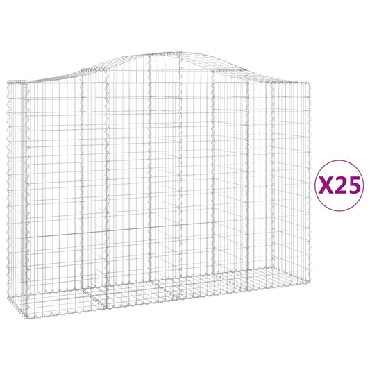 Arched Gabion Baskets 25 pcs 200x50x140/160 cm Galvanised Iron