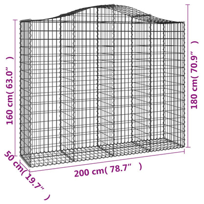 Arched Gabion Baskets 5 pcs 200x50x160/180 cm Galvanised Iron