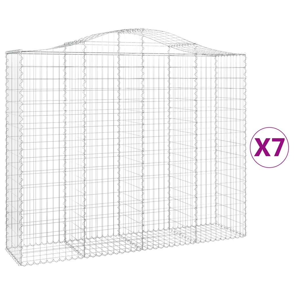 Arched Gabion Baskets 7 pcs 200x50x160/180 cm Galvanised Iron