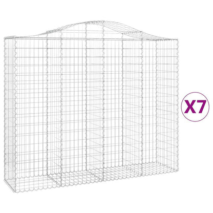 Arched Gabion Baskets 7 pcs 200x50x160/180 cm Galvanised Iron