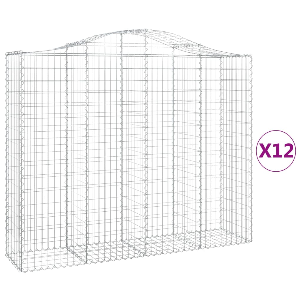 Arched Gabion Baskets 12 pcs 200x50x160/180 cm Galvanised Iron