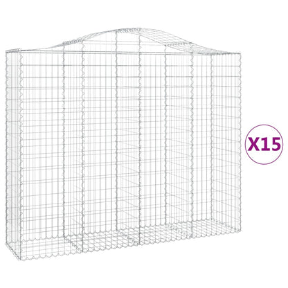 Arched Gabion Baskets 15 pcs 200x50x160/180 cm Galvanised Iron