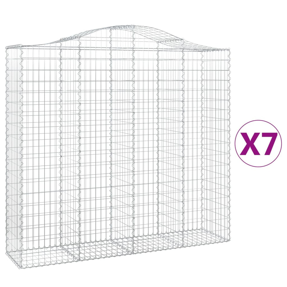 Arched Gabion Baskets 7 pcs 200x50x180/200 cm Galvanised Iron