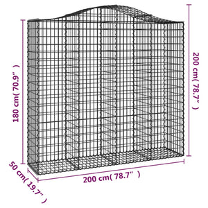 Arched Gabion Baskets 7 pcs 200x50x180/200 cm Galvanised Iron