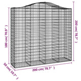 Arched Gabion Baskets 7 pcs 200x50x180/200 cm Galvanised Iron