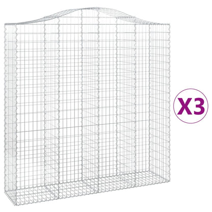 Arched Gabion Baskets 3 pcs 200x50x200/220 cm Galvanised Iron