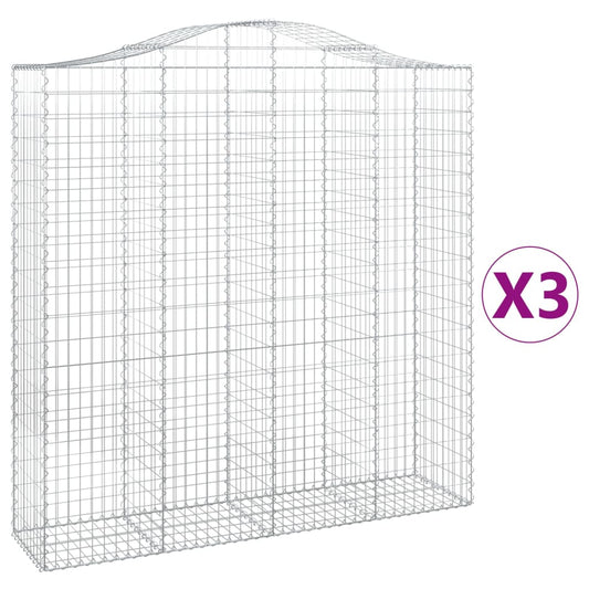 Arched Gabion Baskets 3 pcs 200x50x200/220 cm Galvanised Iron