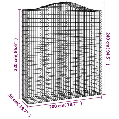 Arched Gabion Baskets 2 pcs 200x50x220/240 cm Galvanised Iron