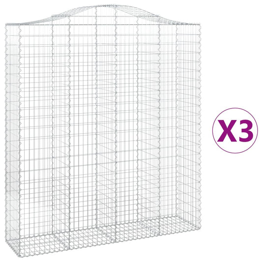 Arched Gabion Baskets 3 pcs 200x50x220/240 cm Galvanised Iron