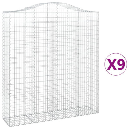 Arched Gabion Baskets 9 pcs 200x50x220/240 cm Galvanised Iron