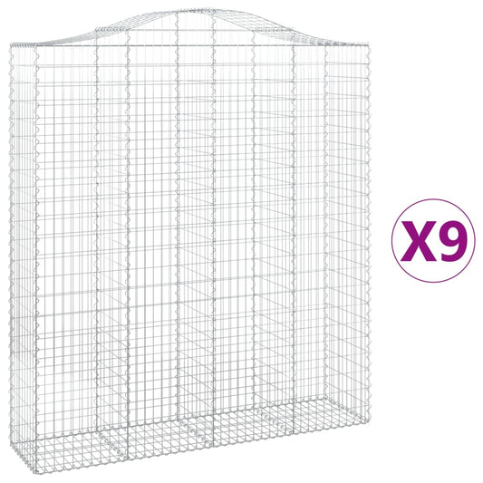Arched Gabion Baskets 9 pcs 200x50x220/240 cm Galvanised Iron