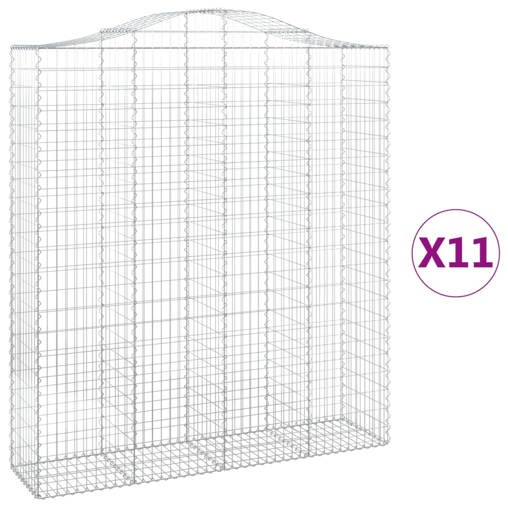 Arched Gabion Baskets 11 pcs 200x50x220/240 cm Galvanised Iron