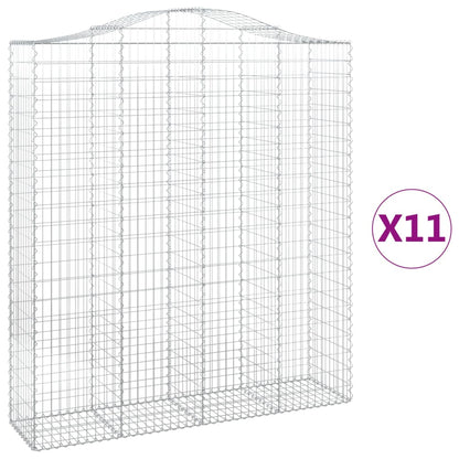 Arched Gabion Baskets 11 pcs 200x50x220/240 cm Galvanised Iron