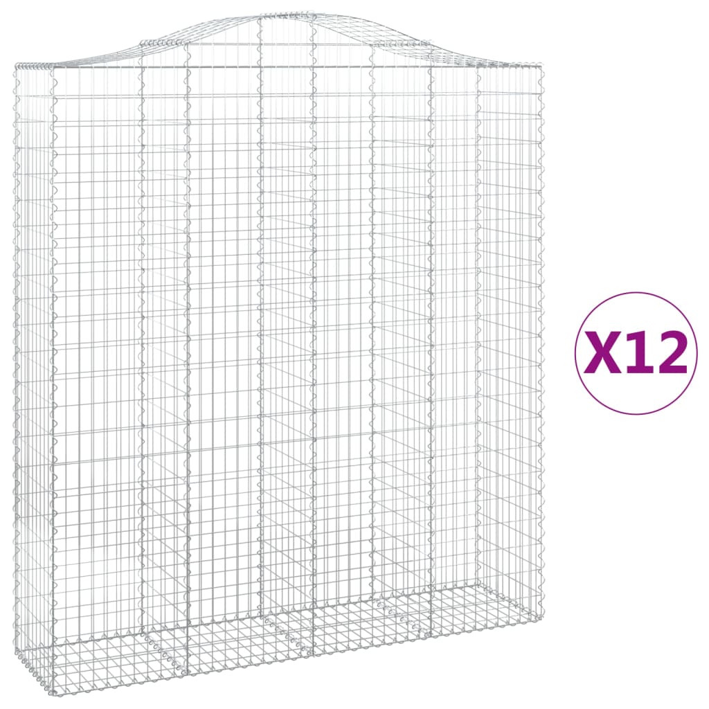 Arched Gabion Baskets 12 pcs 200x50x220/240 cm Galvanised Iron