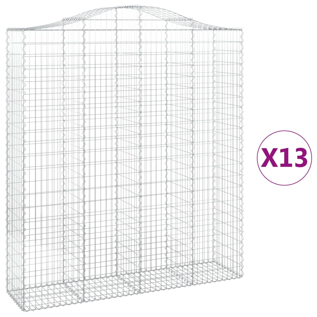 Arched Gabion Baskets 13 pcs 200x50x220/240 cm Galvanised Iron